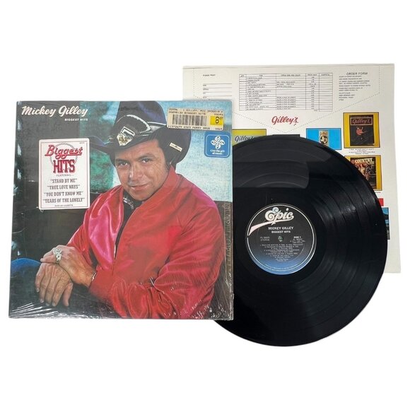 Mickey Gilley Biggest Hits Vinyl LP Record FE38320 Original Plastic Hype Sticker - Picture 1 of 9